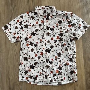 Relaxed floral short sleeve button down t-shirt